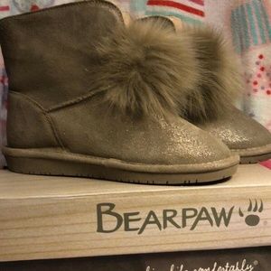 Bearpaw "Libby" Suede Sheepskin Pom Pom Boot 10